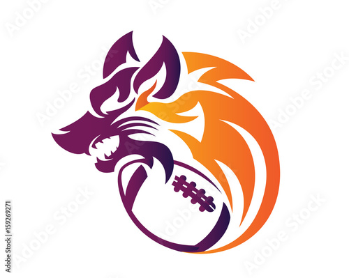 Modern Confidence Animal Sport Illustration Logo - American Football Wolf Symbol  