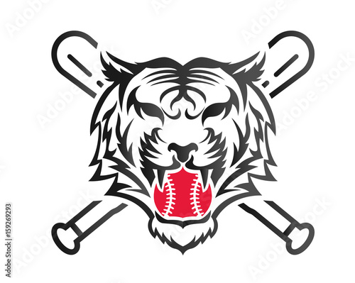 Modern Confidence Animal Sport Illustration Logo - Baseball Tiger Symbol With Bat  