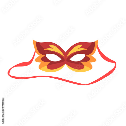 Red carnival mask, celebration party symbol cartoon vector Illustration