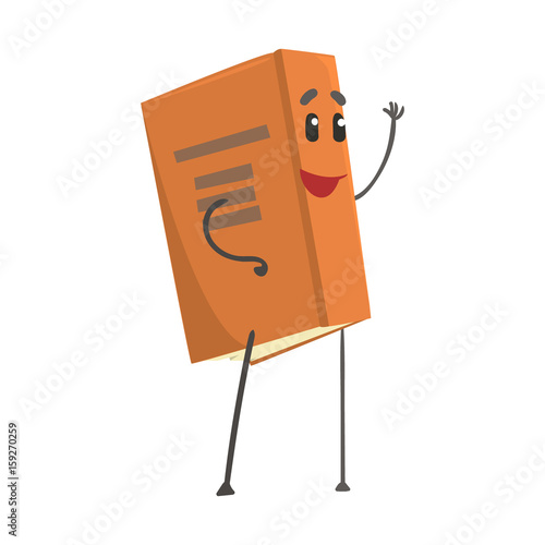 Funny smiling book humanized cartoon character vector Illustration
