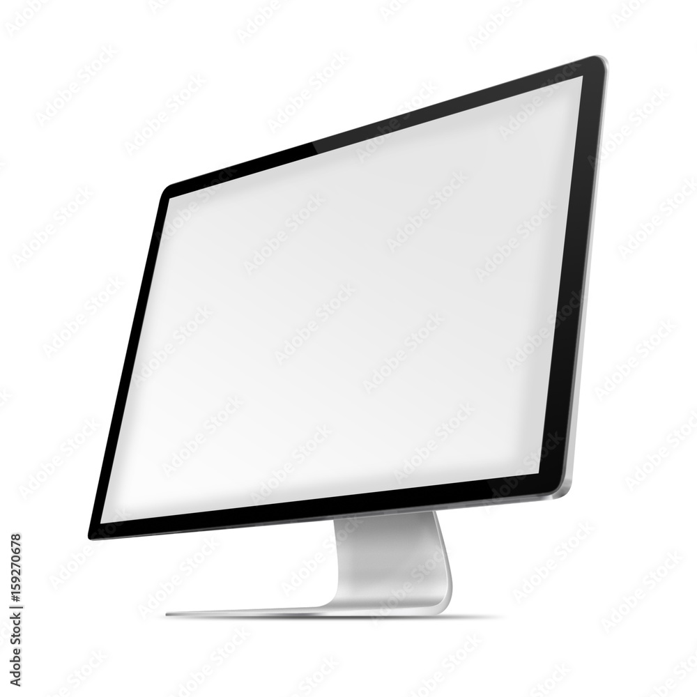 Modern flat screen computer monitor with blank isolated on white background. 3D illustration. Modern flat screen computer monitor with blank isolated on white background. 3D illustration.