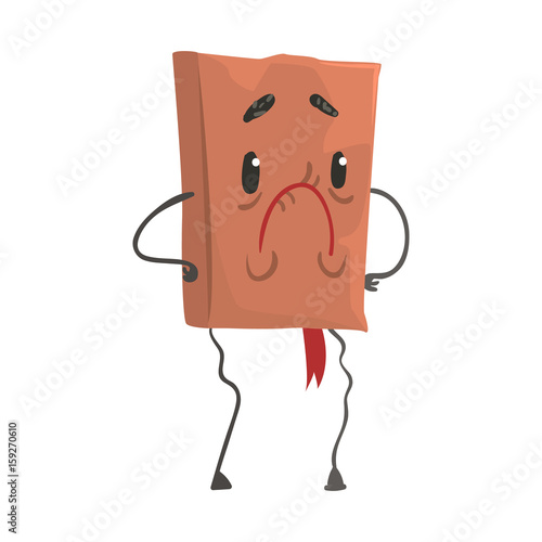 Upset book humanized cartoon character vector Illustration