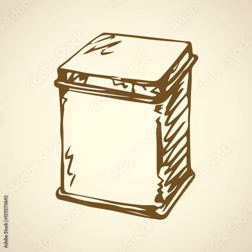 Vector drawing. Box for tea