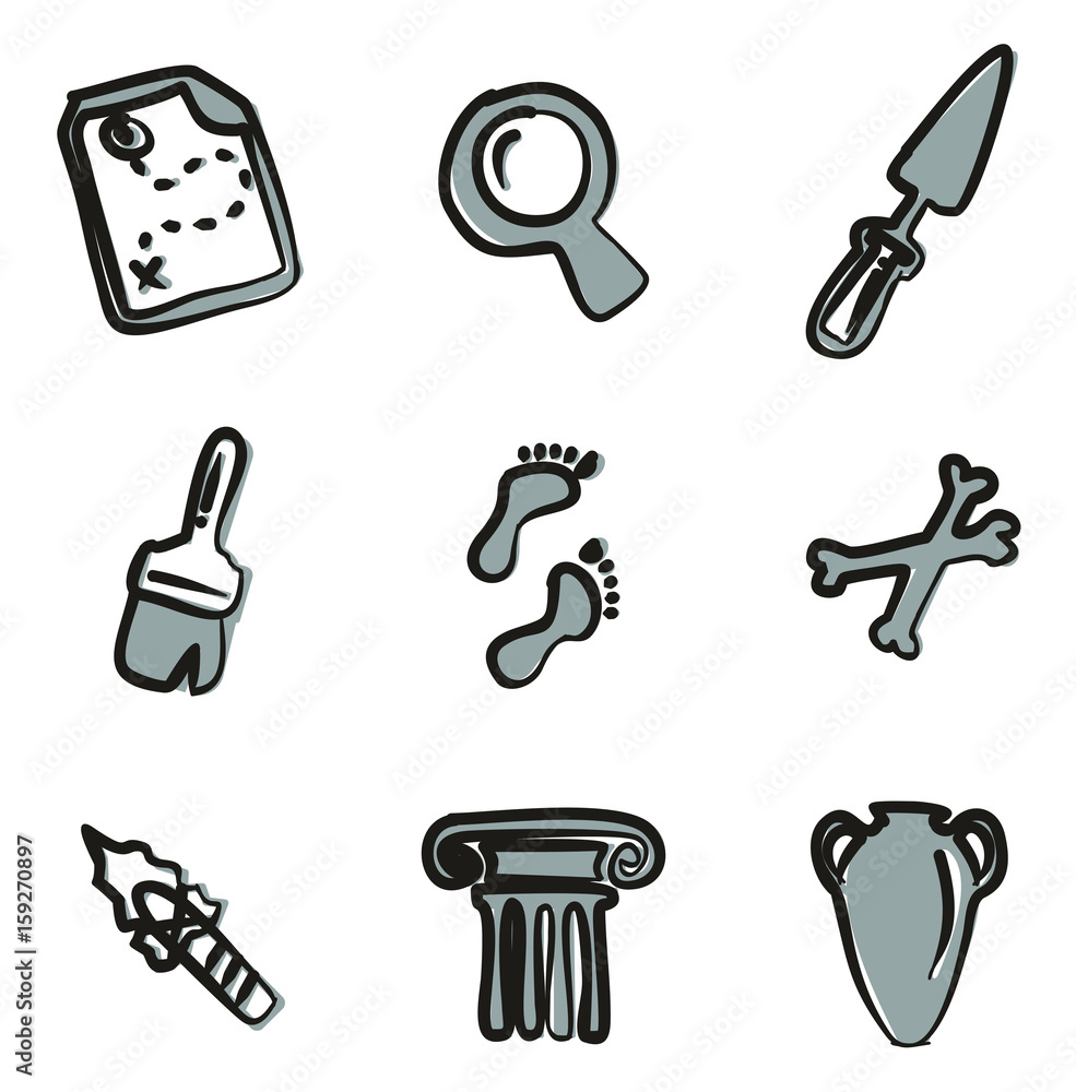 Archaeology Icons Freehand 2 Color Archaeology Icons Freehand 2 Color