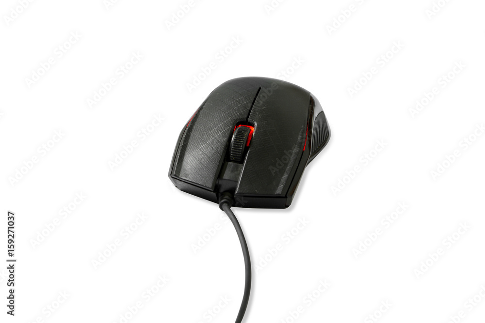 Black computer mouse on isolated white background Black computer mouse on isolated white background