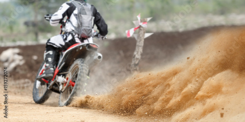 Dust splash from enduro motocycle race