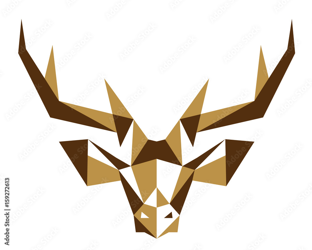 Fototapeta premium Polygonal Symmetrical Abstract Animal Logo - Deer