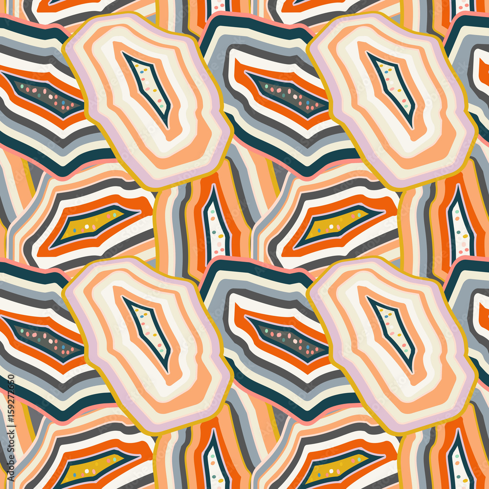 Vector seamless pattern with agate stones.