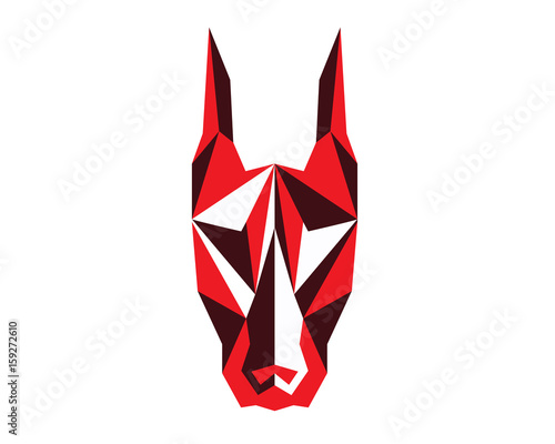 Polygonal Symmetrical Abstract Animal Logo - Doberman