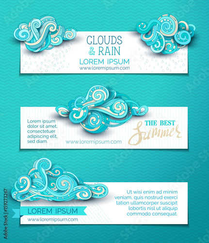 Vector set of cloudy horizontal banners.