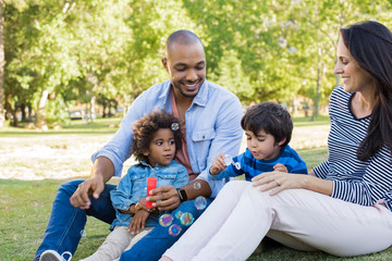Happy family at park