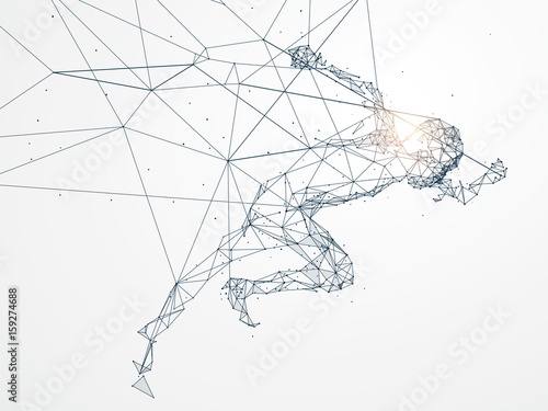 Running Man,Network connection turned into, vector illustration.