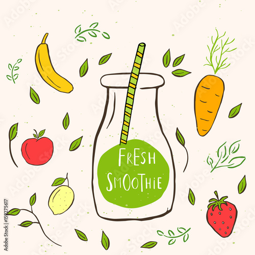 Hand drawn jar with smoothies