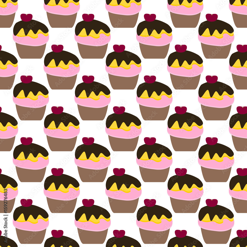 Cute seamless pattern with cakes. Cute seamless pattern with cakes.