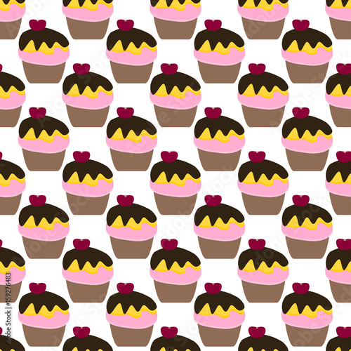 Cute seamless pattern with cakes.