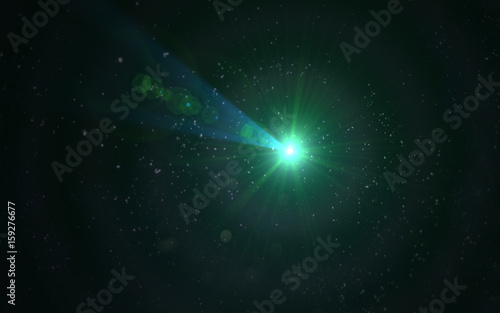Abstract blue lens flare light over black background