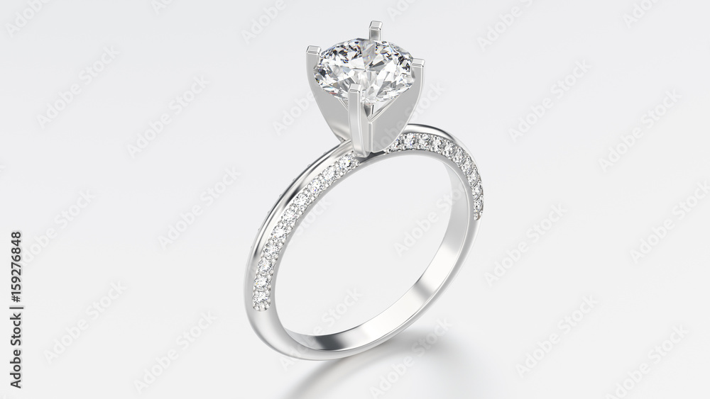 3D illustration silver ring with diamonds 3D illustration silver ring with diamonds
