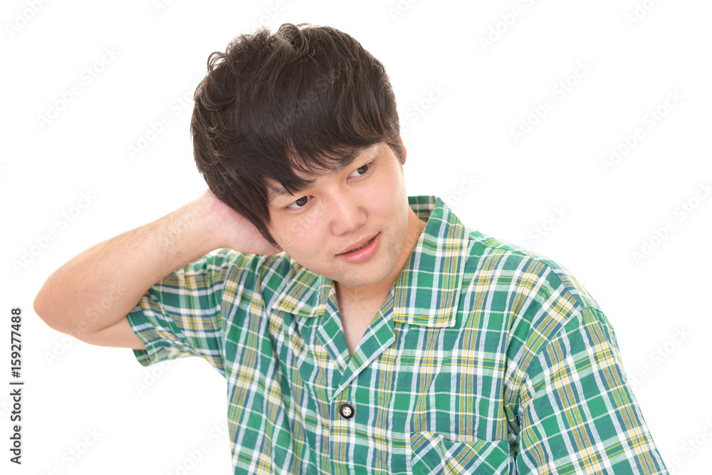 不安そうな表情の男性 不安そうな表情の男性