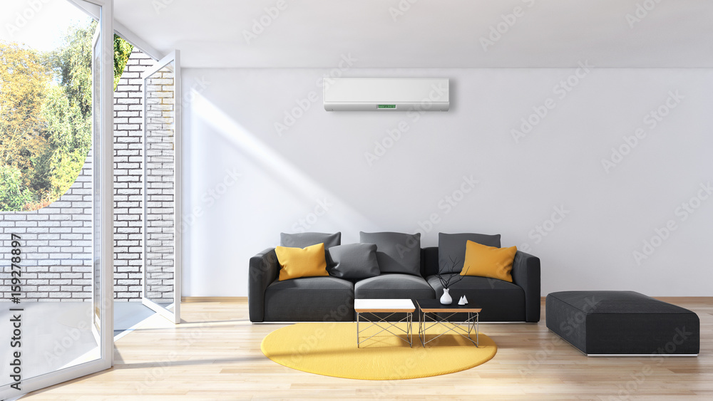 Fototapeta premium Living room with air conditioning. 3D rendering