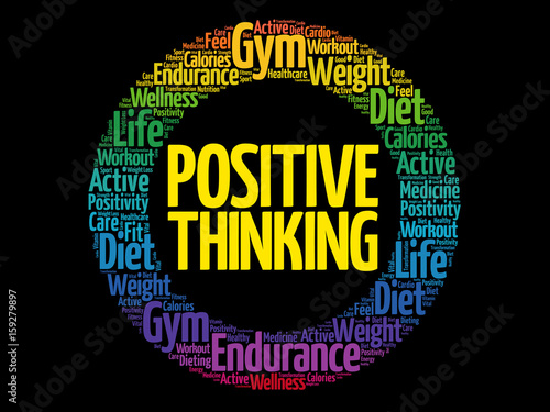 Positive thinking word cloud background, health concept
