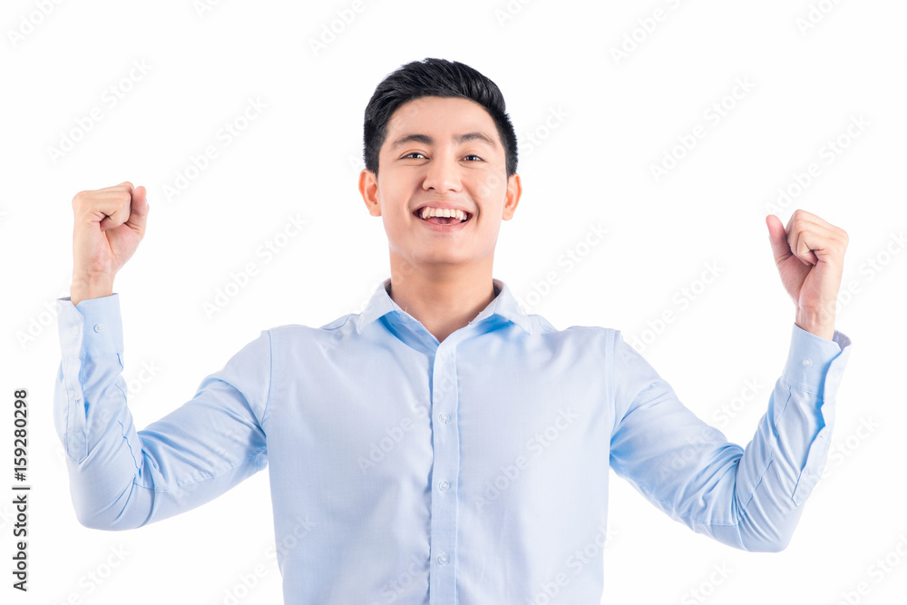 Goal achievement. Businessman rejoicing for his success Goal achievement. Businessman rejoicing for his success