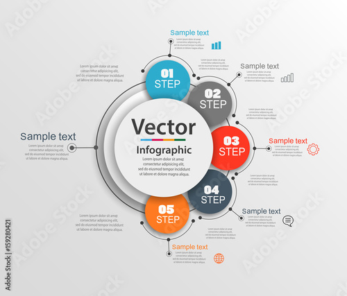 Abstract infographics number options template with 5 steps. Can be used for workflow layout, diagram, business step , banner, web design. Vector eps 10