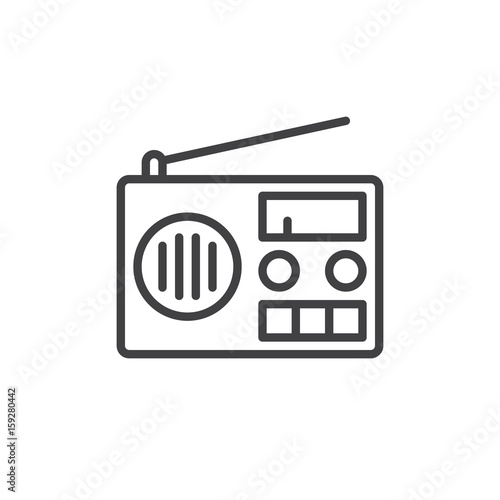 Radio line icon, outline vector sign, linear style pictogram isolated on white. Symbol, logo illustration. Editable stroke. Pixel perfect