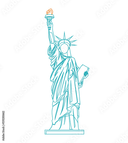 Statue of Liberty Thin Line. Vector