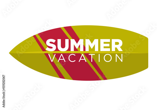 Summer vacation logo label in surfing board shape