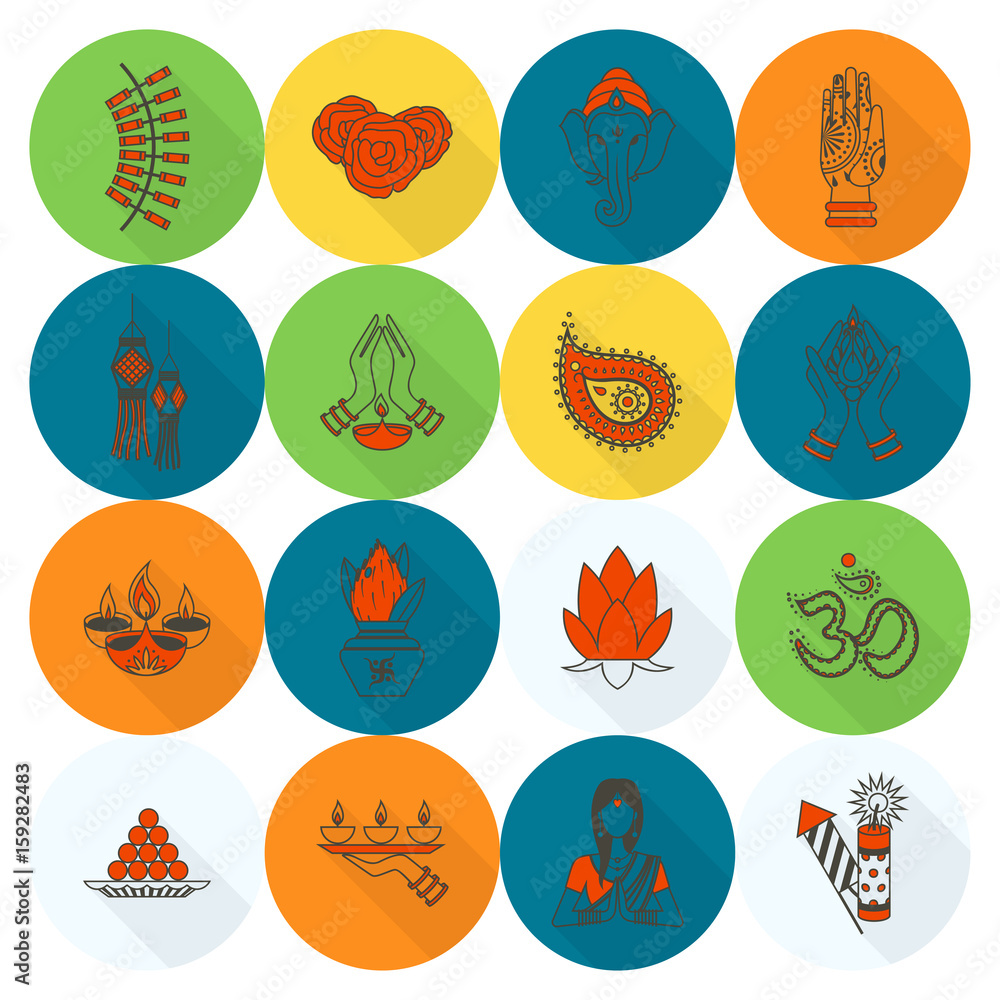 Diwali. Indian Festival Icons Diwali. Indian Festival Icons