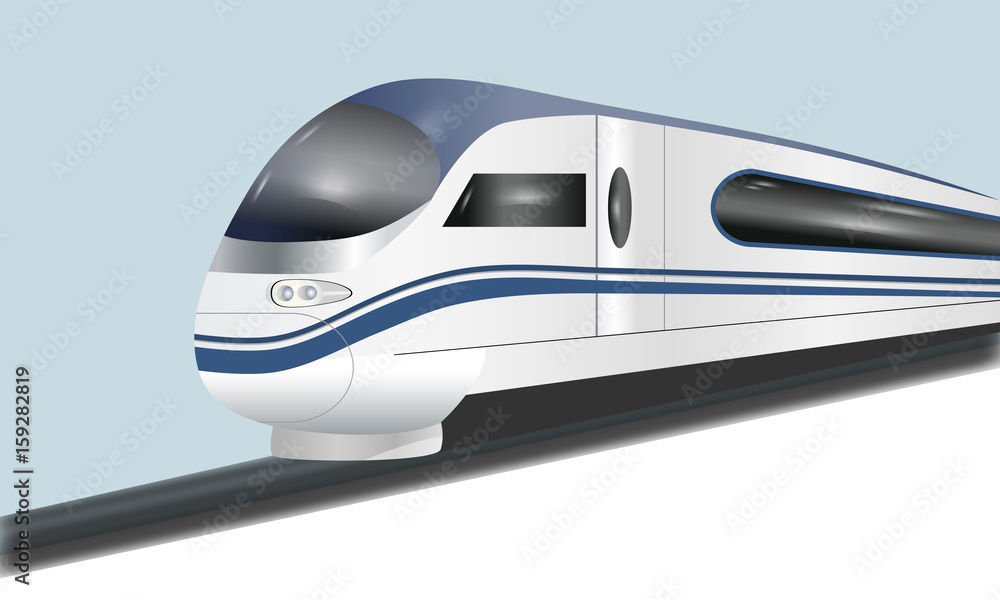 Super streamlined high-speed train. Concept railway tourism transportation and railroad travel. Vector