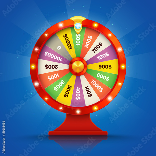 Realistic retro spinning wheel of fortune or luck
