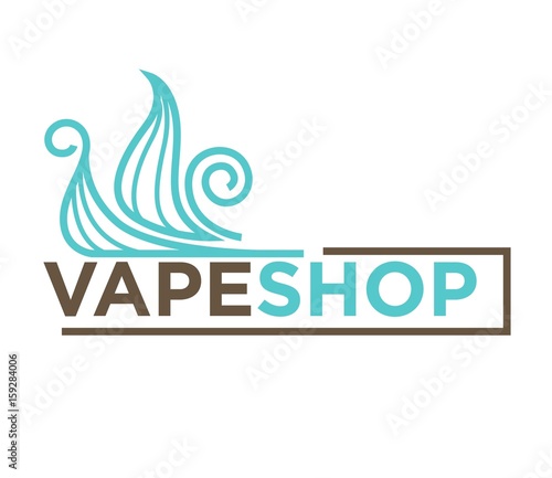 Blue vape shop emblem