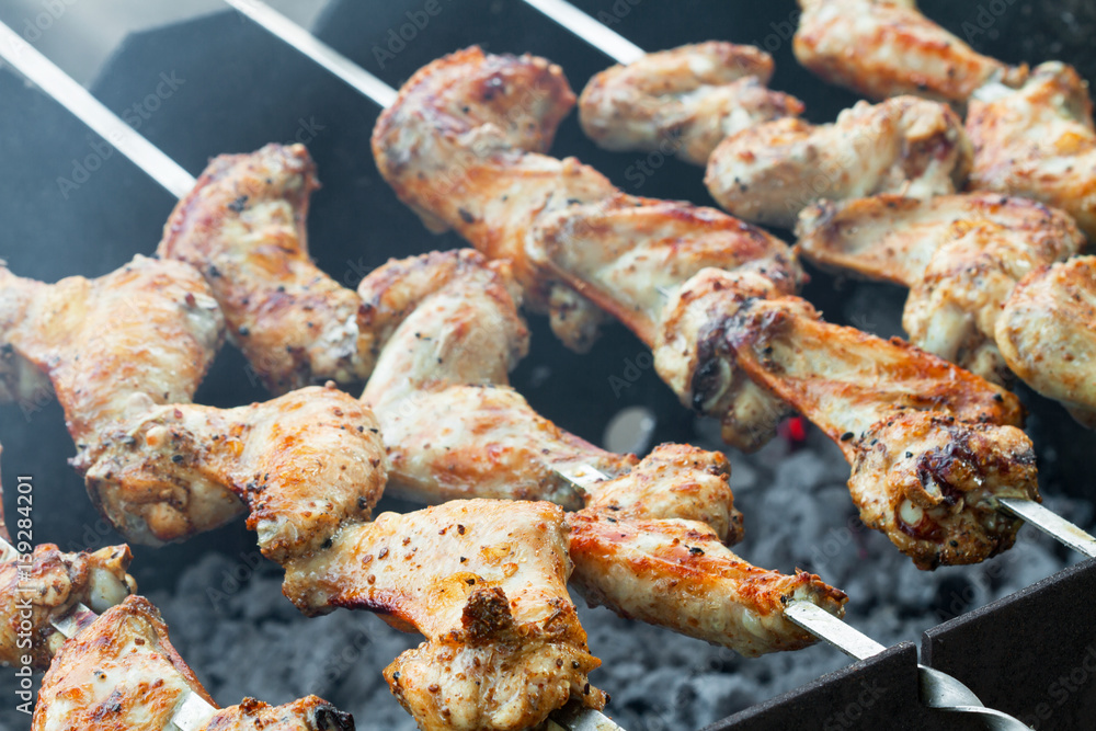 Chicken barbecue on charcoal.