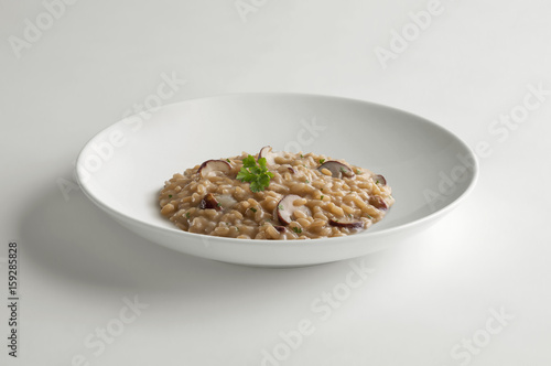 Bowl of risotto with porcini mushrooms