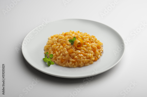 Plate of risotto with pumpkin