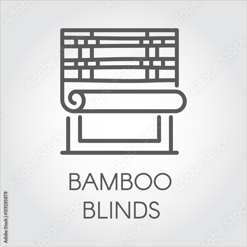 Window bamboo blinds icon in line style. Interior design contour logo for store catalog and other design needs. House or office decor concept. Vector simplicity label