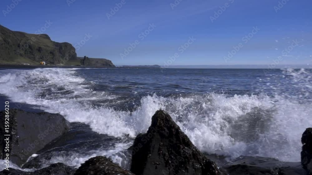Stormy sea waves on rocky beach Stormy sea waves on rocky beach
