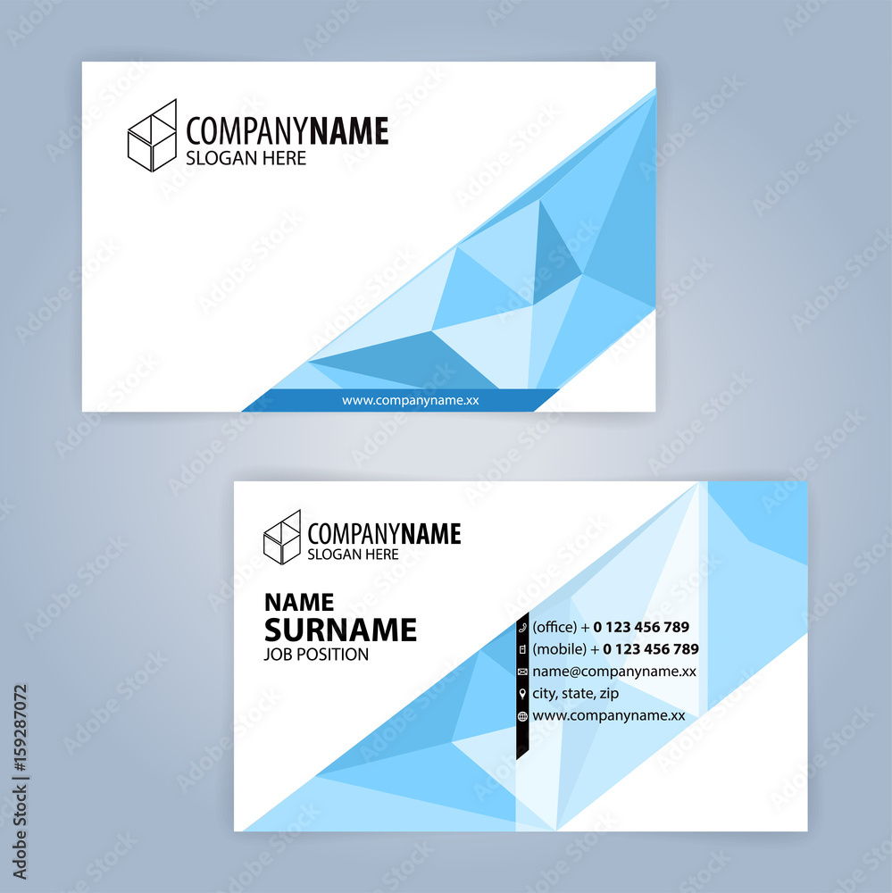 Business card template. Blue and white, Illustration Vector10