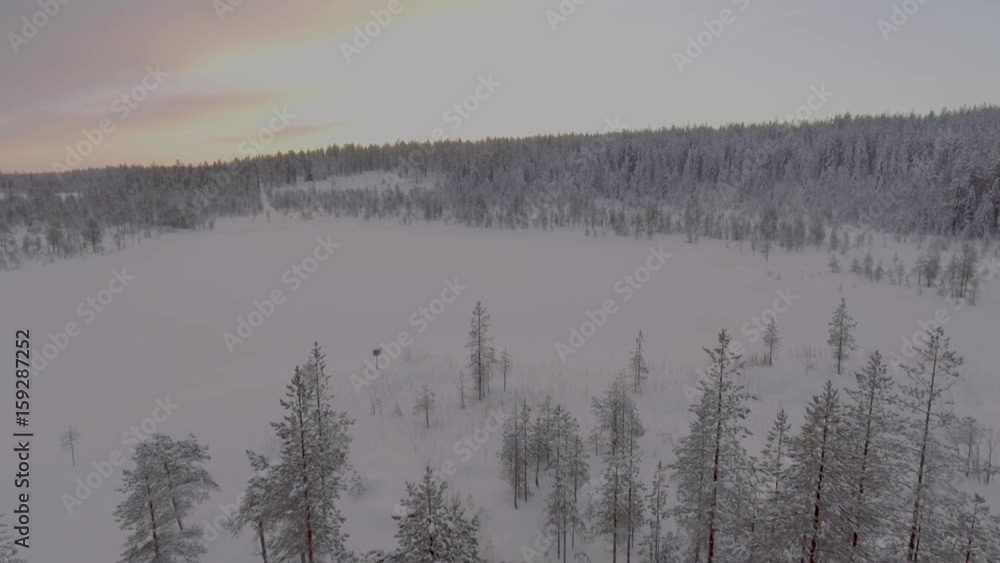 Aerial view of a beautiful Lapland winter landscape Aerial view of a beautiful Lapland winter landscape