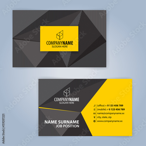Business card template. Yellow and Black, Illustration Vector10