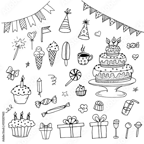 hand drawn birthday doodles