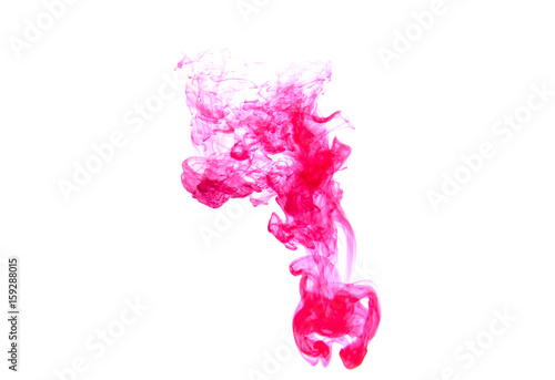 pink ink in water on a white background