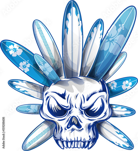 skull with surfboard