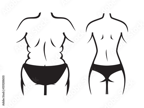 Slim and fat woman before and after weight loss