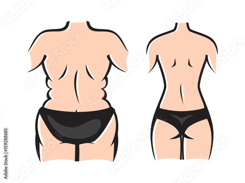 Slim and fat woman before and after weight loss