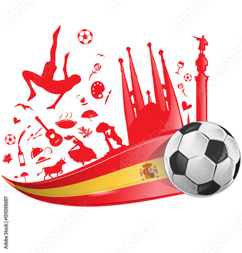 spain flag with soccer ball