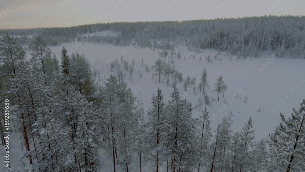 Aerial view of a beautiful Lapland winter landscape Aerial view of a beautiful Lapland winter landscape