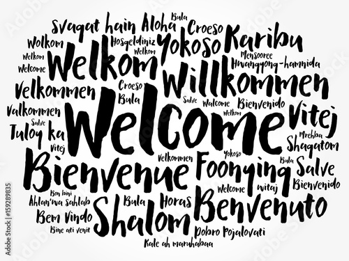 WELCOME word cloud in different languages, concept background