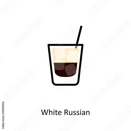 White Russian cocktail icon in flat style